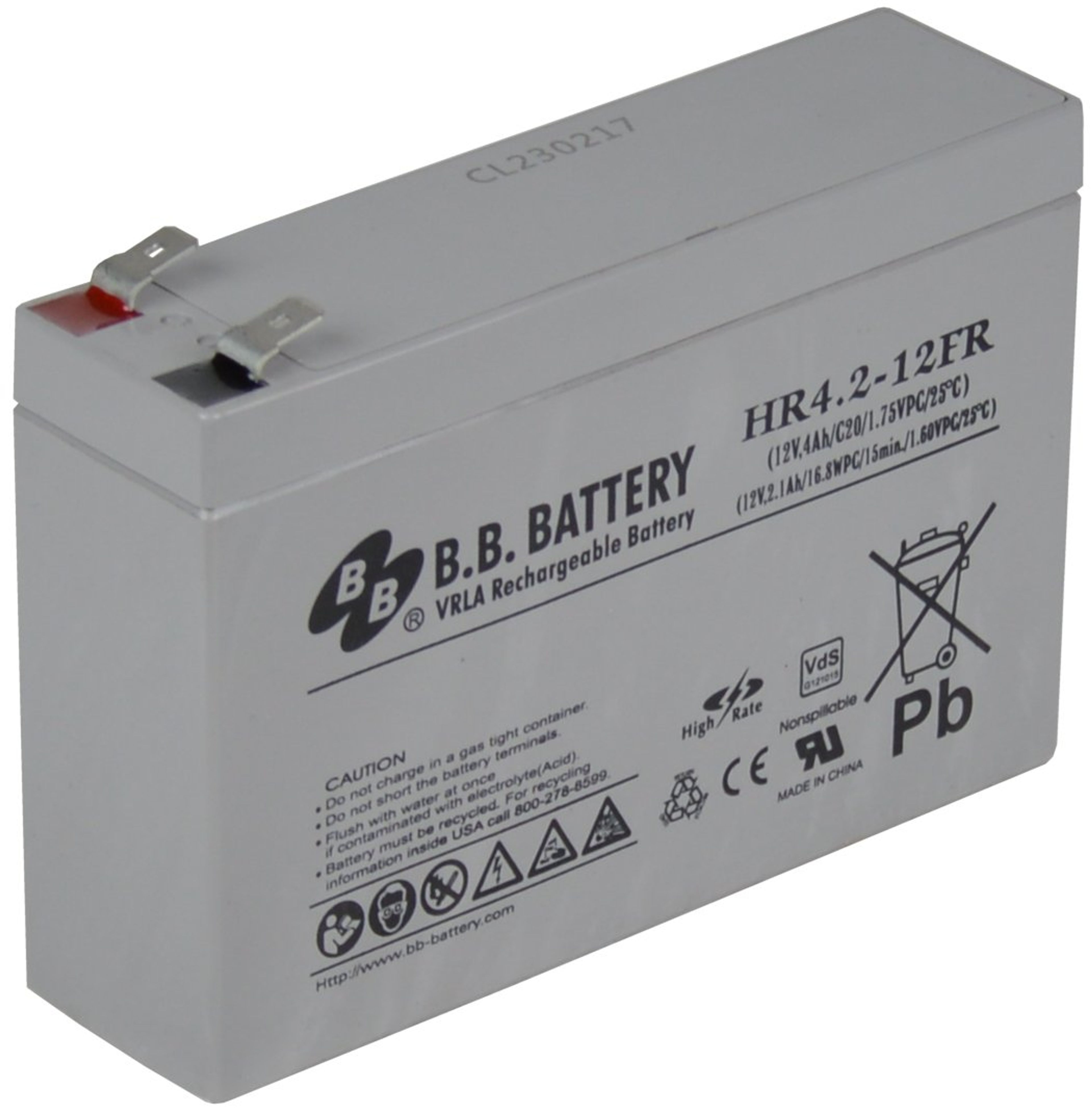 B.B. BATTERY 12V 3,8A BLYBATTERI