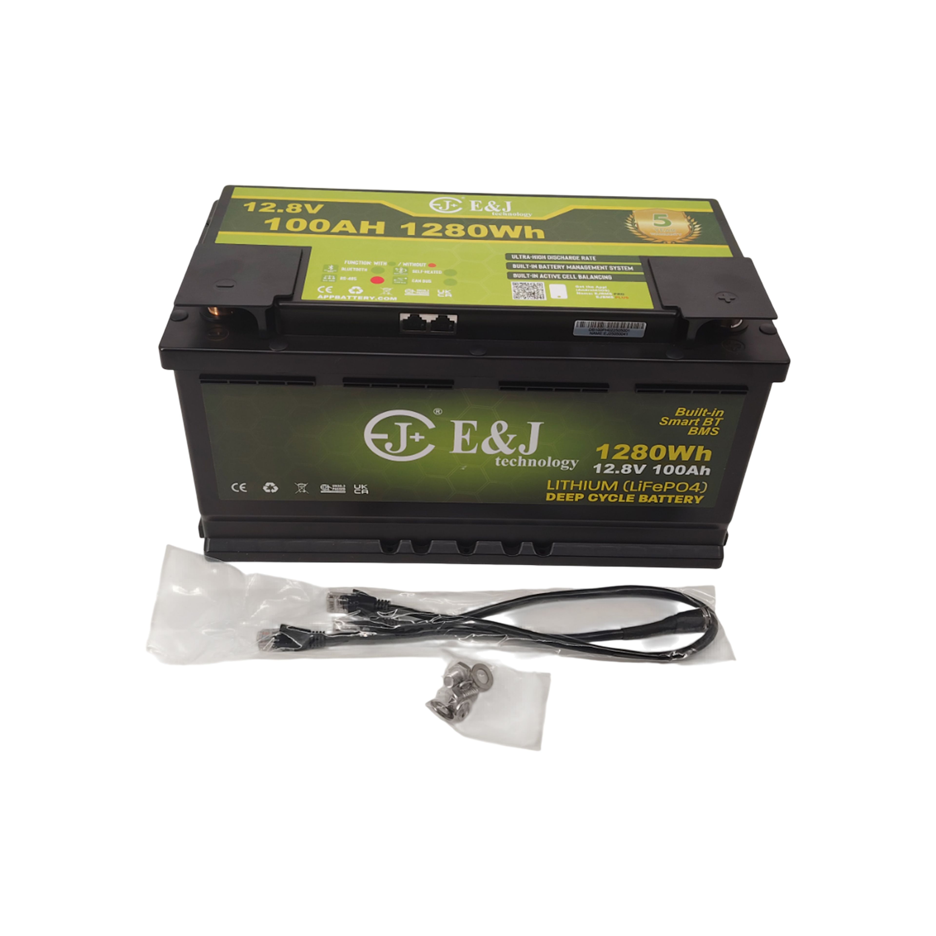 E&J LITHIUM 12V 100AH BT & HEAT 200A BMS