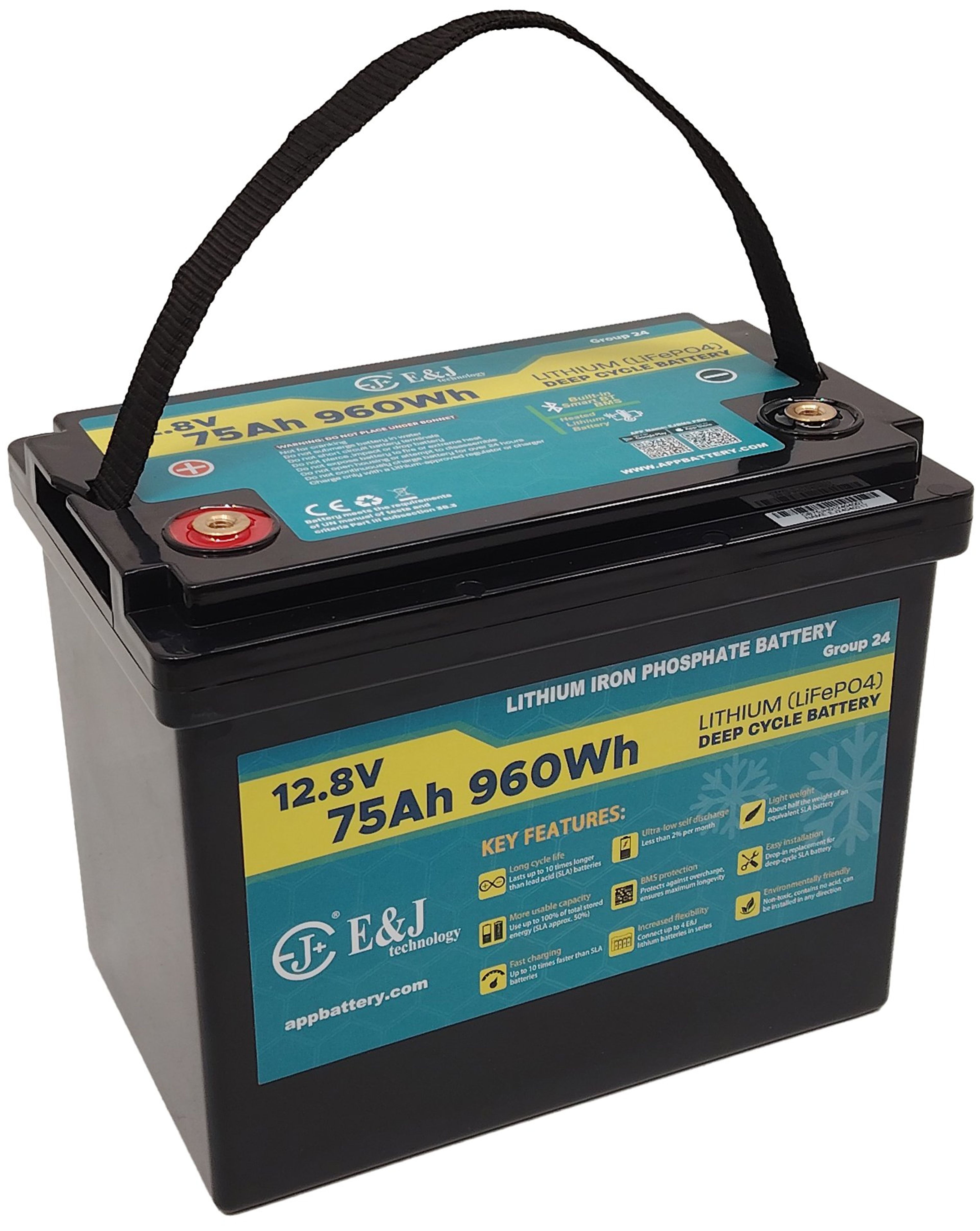 E&J LITHIUM 12V 75AH BT & HEAT